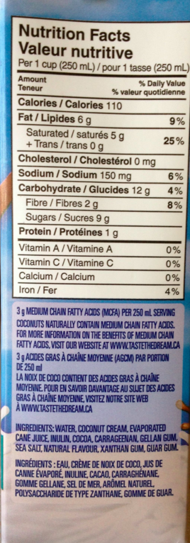 Coconut milk ingredients